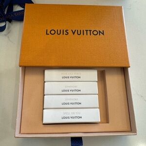 Set of four authentic Louis Vuitton perfume samples with box